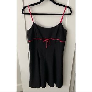 Vintage 90s Y2K Black Dress with Red Satin Bow